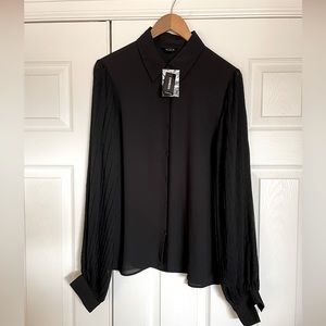 Express balloon sleeve blouse, Lg., black